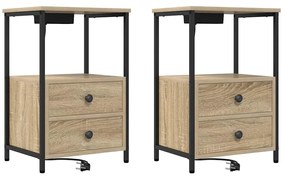 Éjjeliszekrény 2 pcs Sonoma tölgy 40 x 31 x 60 cm Faanyag