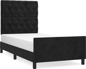 vidaXL fekete bársony ágykeret fejtámlával 80 x 200 cm