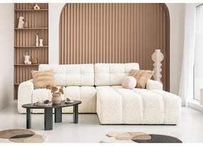 Krémszínű kinyitható tárolóhelyes moduláris sarokkanapé (jobb oldali) Lulu – Miuform