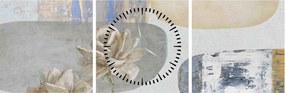 Kép - Festészet virágokkal és textúrákkal (órával) (90x30 cm)