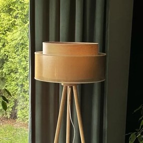 Duolla - Állólámpa WOOD BOHO 1xE27/15W/230V átm. 45 cm réz/barna/bézs