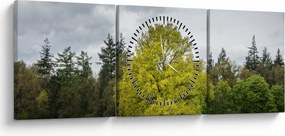 Egy zöld fa képe a mező közepén (órával) (90x30 cm)