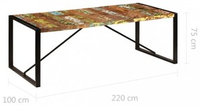 tömör újrahasznosított fa étkezőasztal 220 x 100 x 75 cm