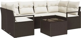 vidaXL Kanapé Szett 7 pcs Barna és Krém polirattan