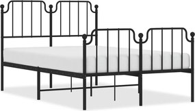 vidaXL fekete fém ágykeret fej- és lábtámlával 120 x 200 cm