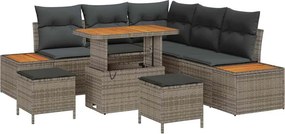 vidaXL Kerti Kanapé Szett 8 pcs Szürke polirattan
