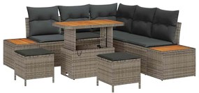 vidaXL Kerti Kanapé Szett 8 pcs Szürke polirattan