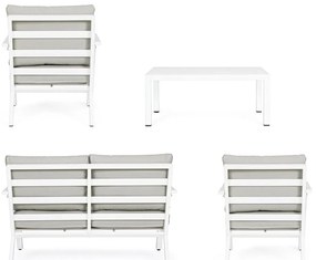 Fehér alumínium négyszemélyes kerti lounge szett Harley – Bizzotto