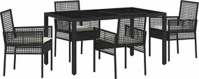 vidaXL Kert étkező szett 5 pcs Fekete polirattan