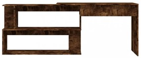 füstös tölgy színű szerelt fa sarokasztal 200 x 50 x 76 cm