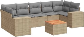 vidaXL 8 részes bézs polyrattan kerti ülőgarnitúra párnával