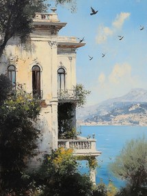 Vászonkép Canvas Építészet Olaszország Amalfi Villa Tenger Terasz 60x80