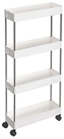 SongmicsHome SLIM görgős polc, 4 szintes, 13,5x40x86cm, fehér