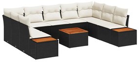 Kerti Kanapé Szett 6 pcs Fekete és krémszínű 289 x 209 x 85 cm