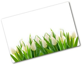 Üveg vágódeszka Fehér tulipán pl-ko-80x52-f-30153186