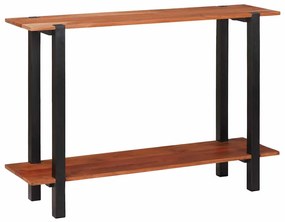 Konzolasztal polcokkal Barna 110 x 30 x 75 cm tömör akácfa
