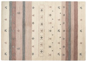Bézs és barna gabbeh gyapjúszőnyeg 160 x 230 cm KARLI Beliani