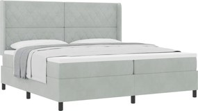 vidaXL Boxrugós ágy matracmal Világosszürke 200 x 200 cm Bársony