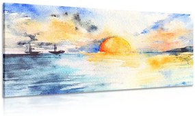 Kép naplemente a tengernél akvarell