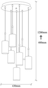 Csillár zsinóron KEM 7xE27/40W/230V