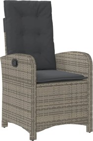 vidaXL szürke polyrattan dönthető kerti szék párnákkal