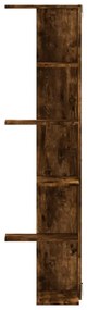 füstös tölgy szerelt fa fali sarokpolc 36,5 x 36,5 x 140 cm