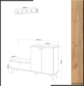 Előszoba szett Fiel Oak and White