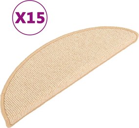 vidaXL 15 db krémszínű, félkör alakú lépcsőszőnyeg 56 x 17 x 3 cm