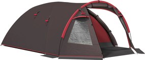 Outsunny Alagútkemping Sátor 2-4 Főnek 2 Szobával, Vízálló Családi Túra és Horgászsátor 3000mm-es Erősített Aljjal, Két Ajtóval, Hordtáskával, 360x250