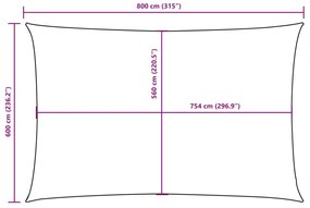 narancssárga téglalap alakú oxford-szövet napvitorla 6 x 8 m