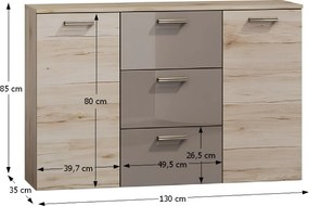 Komód, tölgy san marino/latte magasfényű, ASSOR