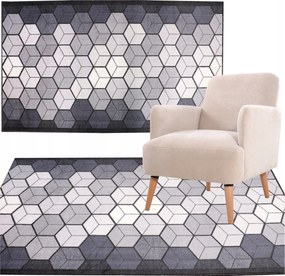 Szobaszőnyeg Dekoratív Modern Mintás Fekete-fehér-szürke 80X220 CM