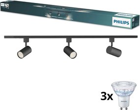 Philips - LED dimmelhető spotlámpa EASYLINK sínes rendszerhez 3xGU10/6,2W/230V 1m fekete