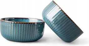 Porcelán Tál Szett 2DB 1000 ml-es tál ramen salátaleveshez Kék
