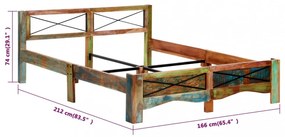 Vintage Fa Ágykeret - Tömör Újrahasznosított Fa, 166x212 cm, Egyedi Kivitelezés - Stabilitás és Elegancia Otthonában!