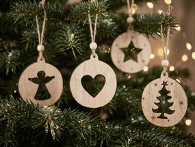 Karácsonyi dísz RUSTIC JOY fa 7,5 cm - különböző minták