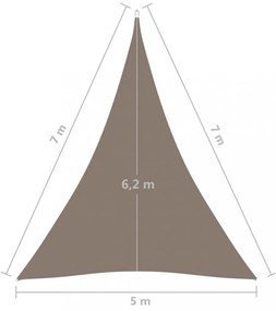 tópszínű háromszögű oxford-szövet napvitorla 5 x 7 x 7 m