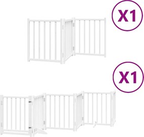 vidaXL fehér nyárfa 9 paneles összecsukható kutyakapu ajtóval 450 cm