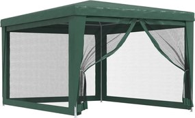 Zöld HDPE rendezvénysátor 4 hálós oldalfallal 3x4 m