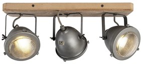 Ipari reflektor fém és fa kombinációban, dönthető, 3-lámpás - Emado