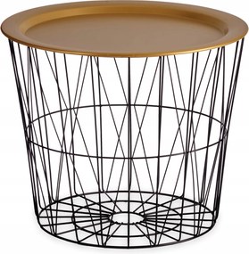 Dohányzóasztal Fém Drót Fekete Takaró Kosár Párna Ø 52 cm