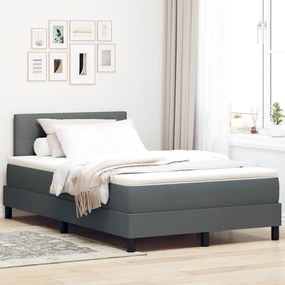 Box Spring Ágy Matrac &amp; LED Sötétszürke 120x190 cm Szövet