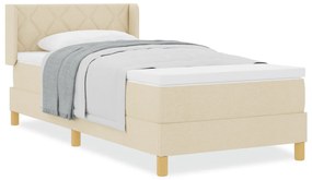 Boxspring Ágy Matrac Kosár Krém 90 x 200 cm, Szövet.