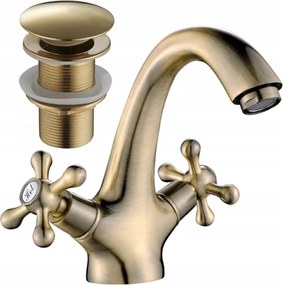 Fürdőszobai Mosdó Csaptelep Álló Retro Csaptelep Sárgaréz Dugóval