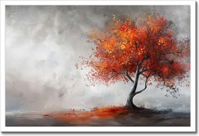 Poszter fehér keretben 60x40 Tűzszínes fa