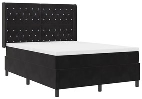 Box Spring Ágy Matraccal &amp; LED Fekete 140x190 cm Bársonyos