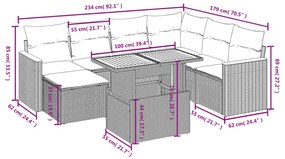 8-részes szürke polyrattan kerti ülőgarnitúra párnákkal