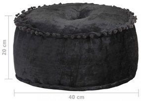 antracitszürke kerek bársony puff 40 x 20 cm