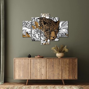 Kép - leopárd a virágok között (150x105 cm)