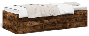 füstös tölgy kanapéágy fiókkal matrac nélkül 75x190 cm